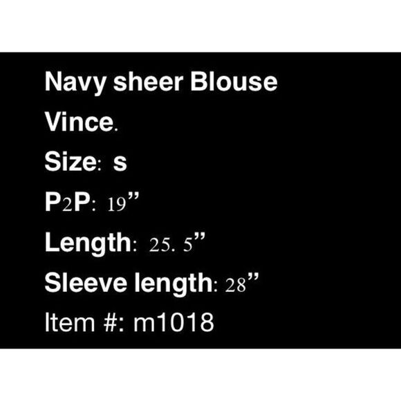 Vince. Navy sheer sleeves blouse- size s - Picture 5 of 5